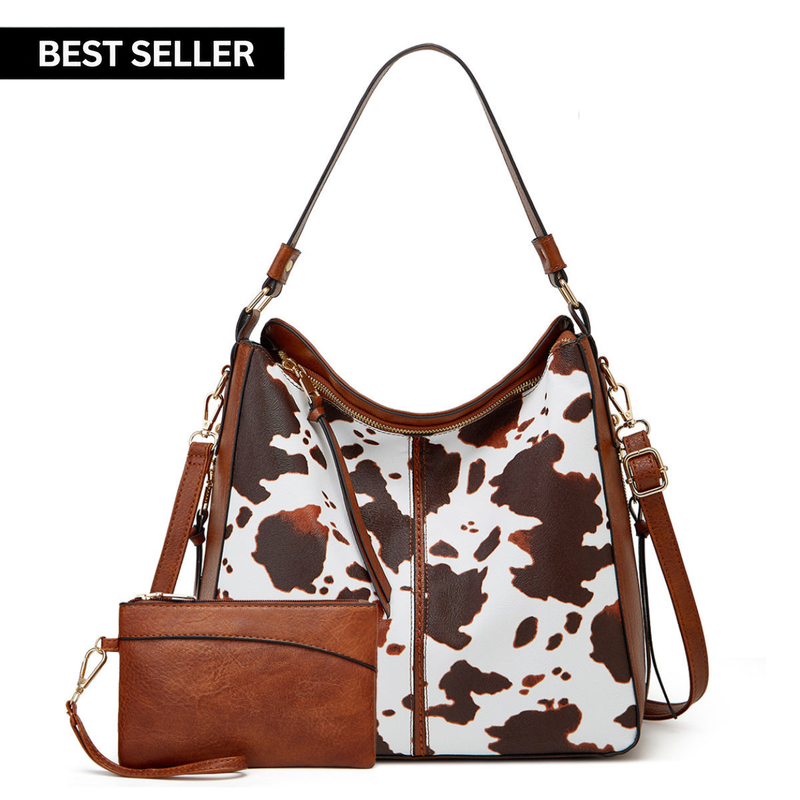 Luxury Leather Print Hobo Anti-Theft Handbag + FREE Pouch Wallet