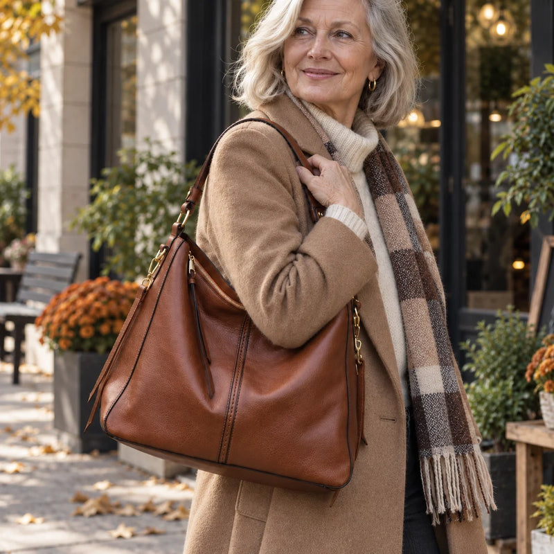 Luxury Leather Hobo Anti-Theft Handbag + FREE Pouch Wallet