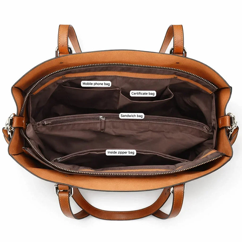 Women's Genuine Leather Messenger Bag - Elegant Woman